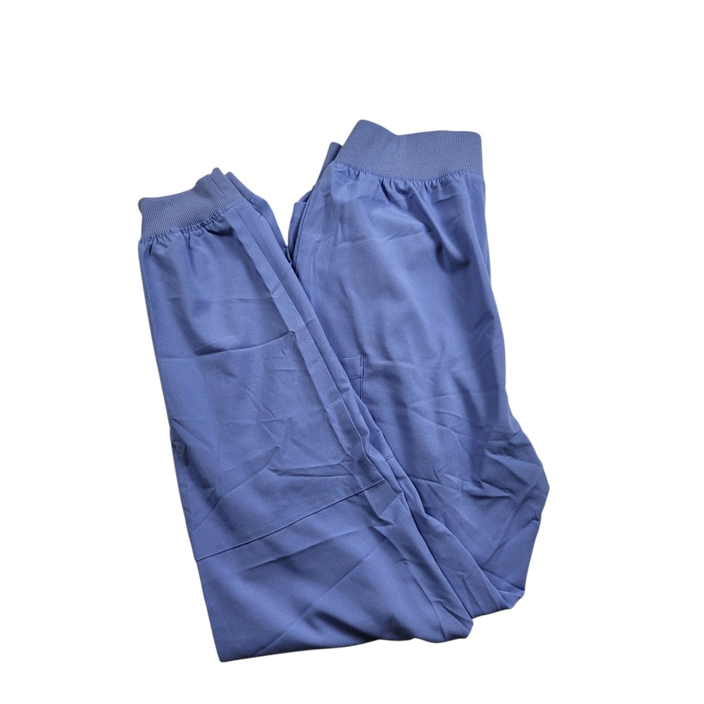 Easy Stretch Jogger Scrub Pants Comfortable Knit Waistband Pockets Size S